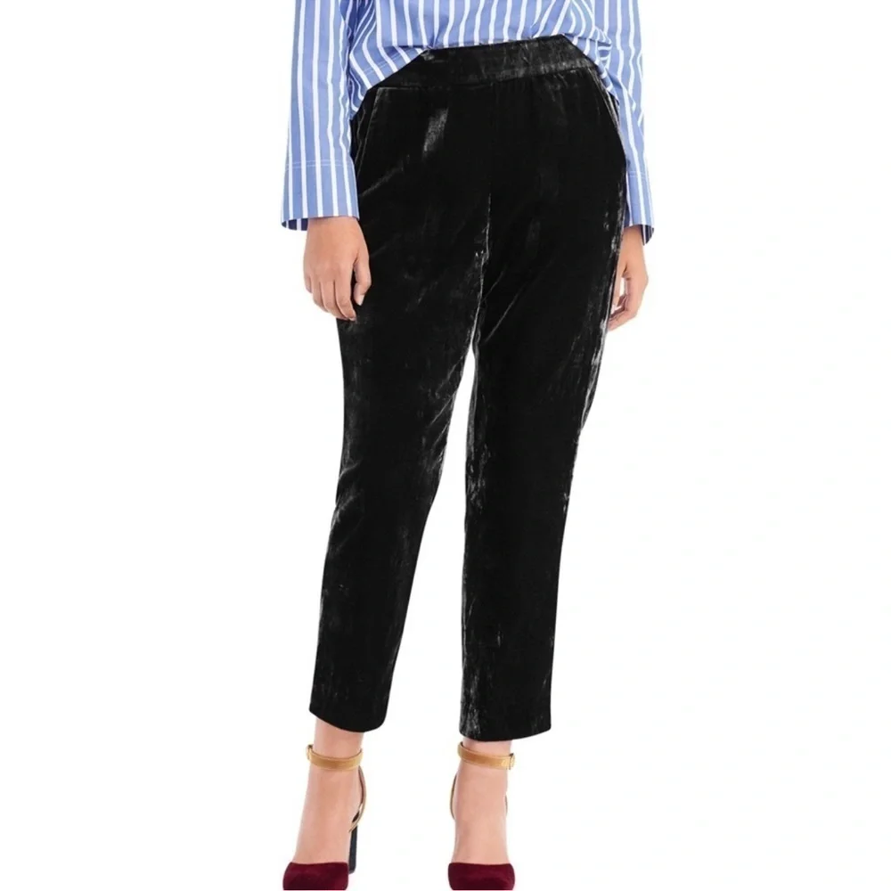 J.Crew Women Pull-on Easy Pant in Black Velvet Relaxed Ankle Pants Size 12T NWT